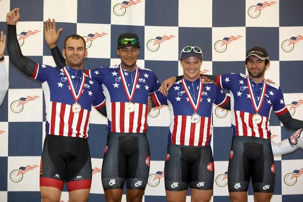 Men's Team Sprint Podium: Jimmy Watkins, Giddeon Massie, Andy Lakatosh, David Espinoza.