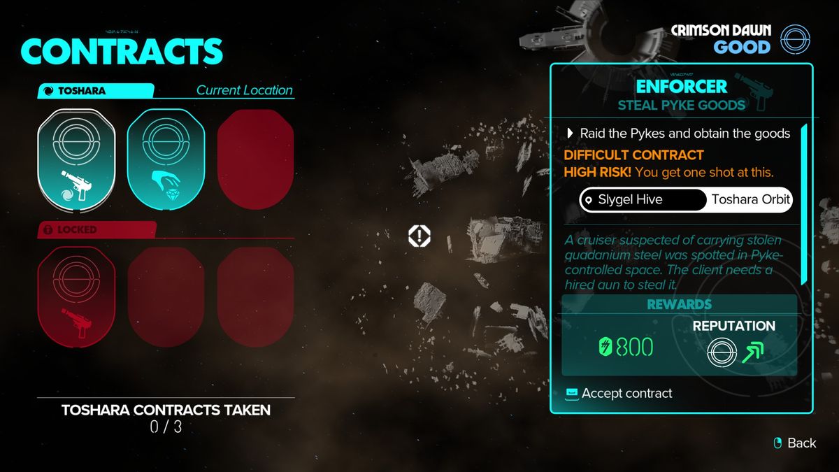 Star Wars Outlaws reputation - Contracts