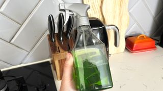Homemade cleaning spray in a kitchen