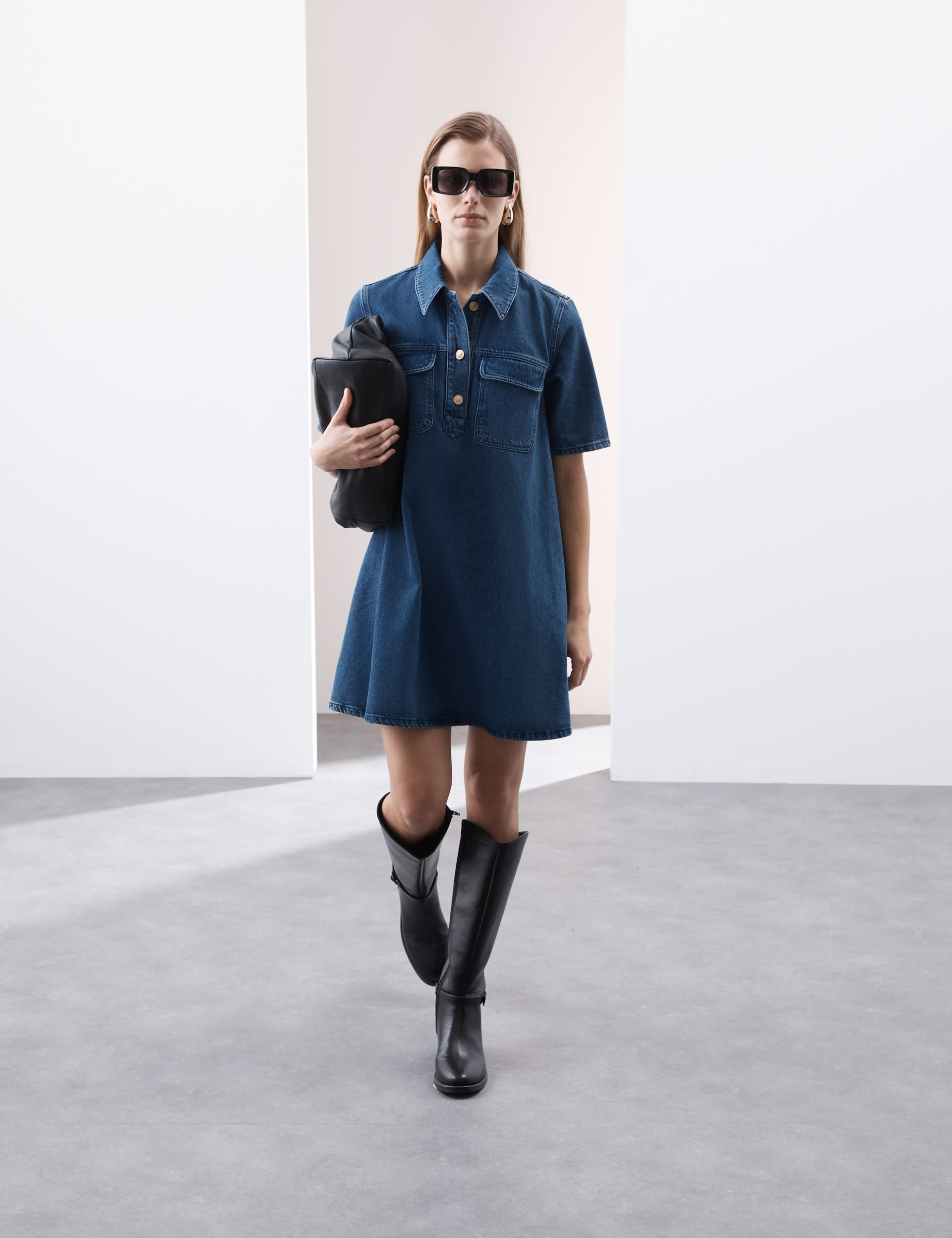 Pure Cotton Mini Shirt Dress