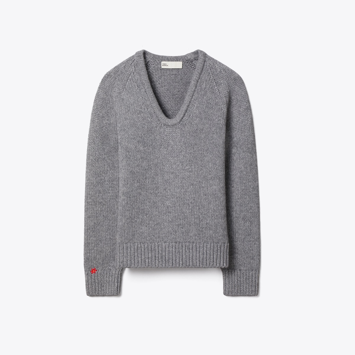 Merino Wool U-Neck Sweater in Gray, Size Xxs