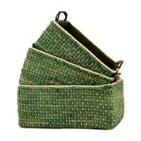Set of 3 green storage baskets