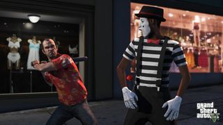 Trevor hits a mime in GTA V