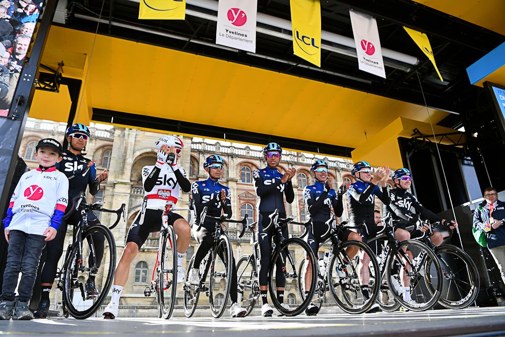 Team Sky on the sign-in stage for Paris-Nice