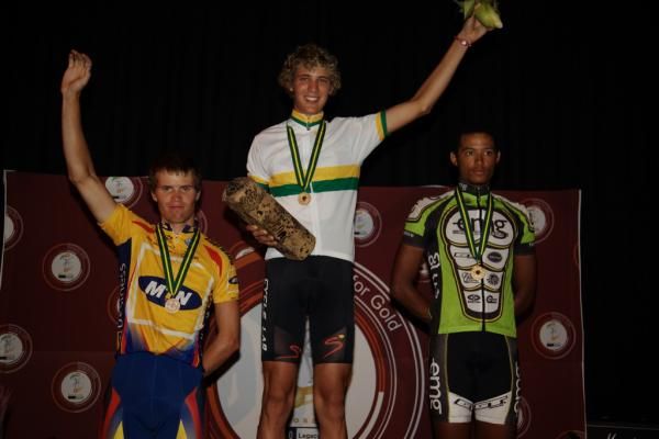 Under 23 podium (L-R): Reinardt Janse Van Rensburg (Mtn Energade Team), Johann A Van Zyl (Aci) and Reynard Butler (Yorkshire).