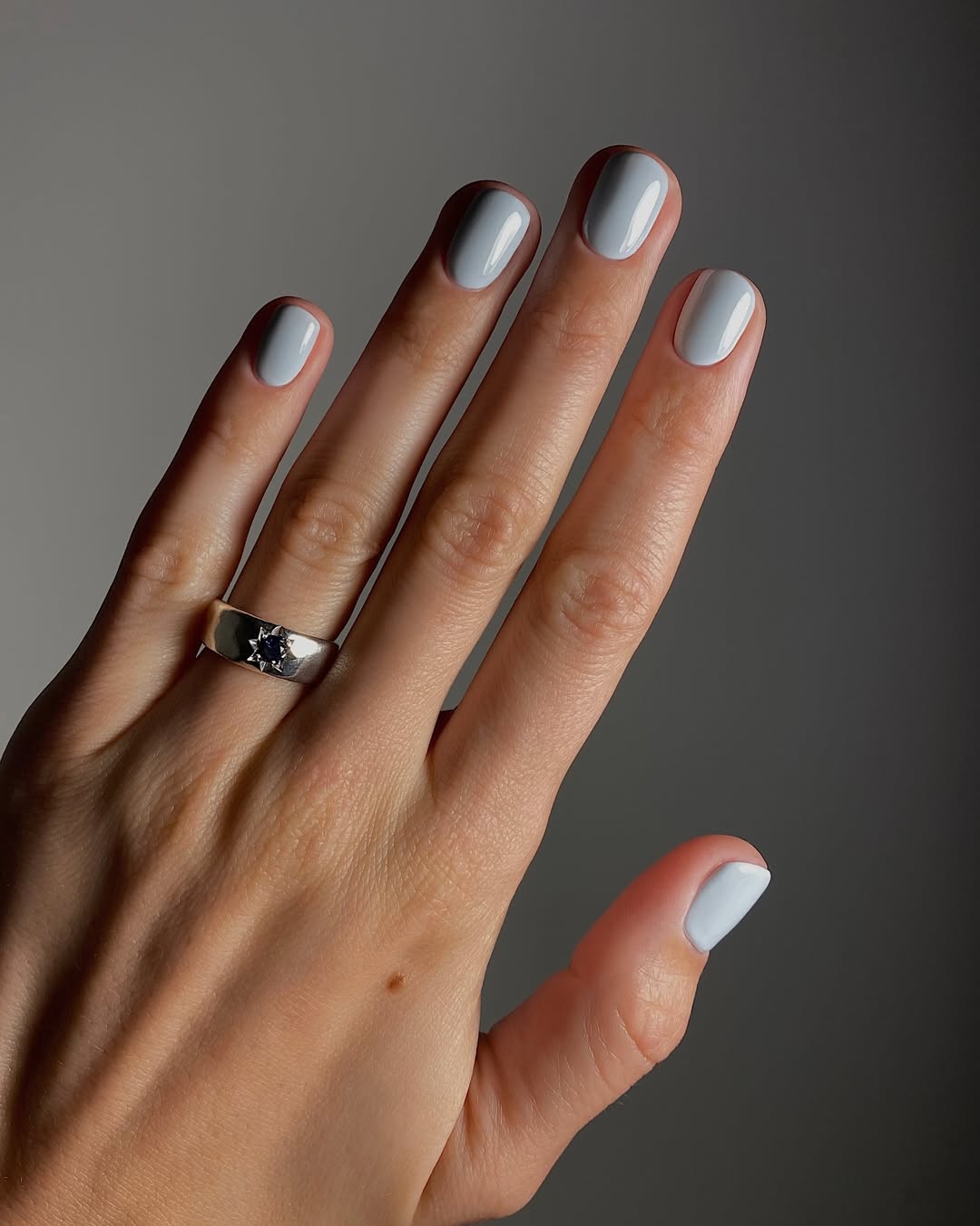 Hazy blue manicure by Mateja Novakovic