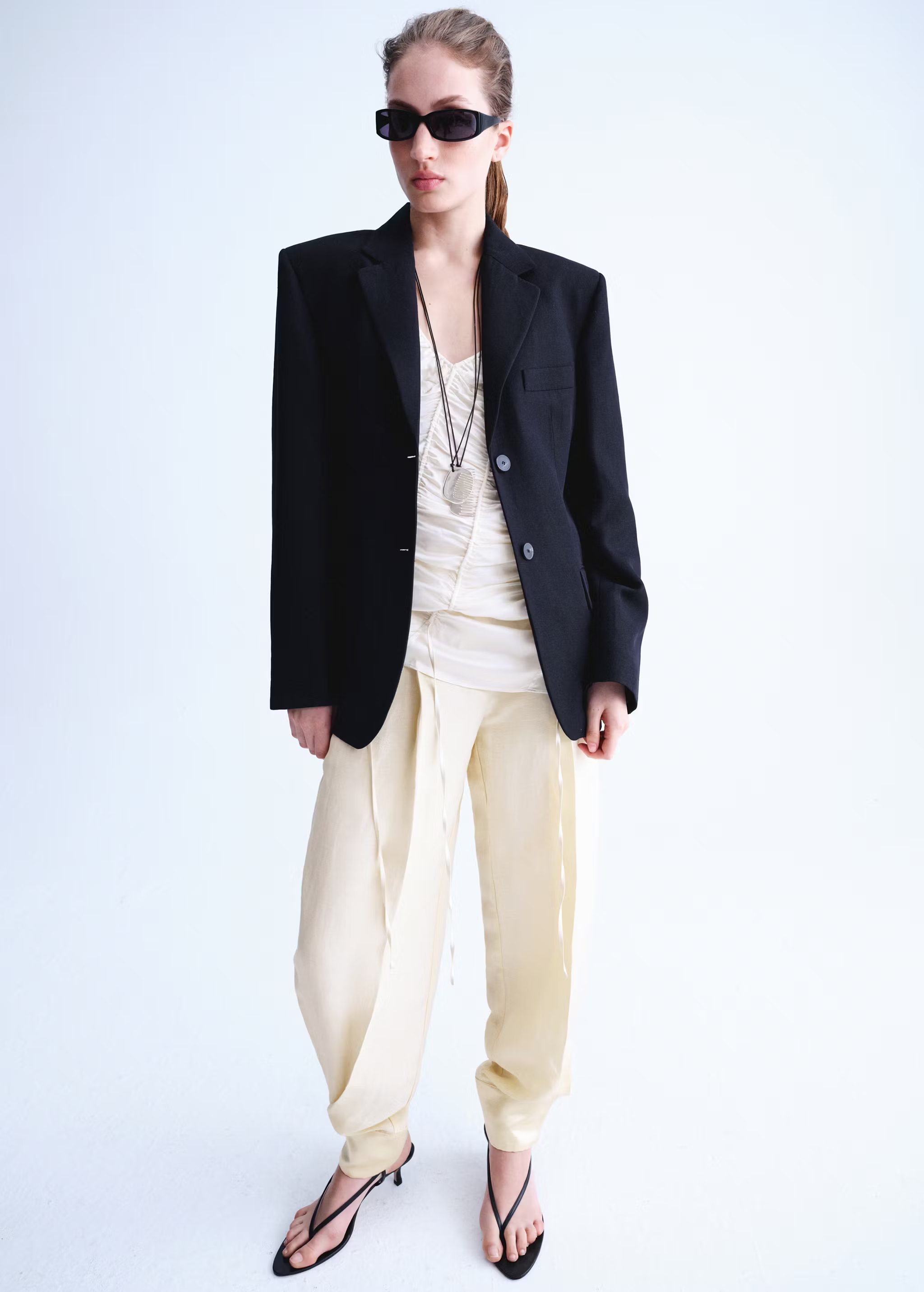 MANGO, Satin-Finish Harem Pants With Poppers