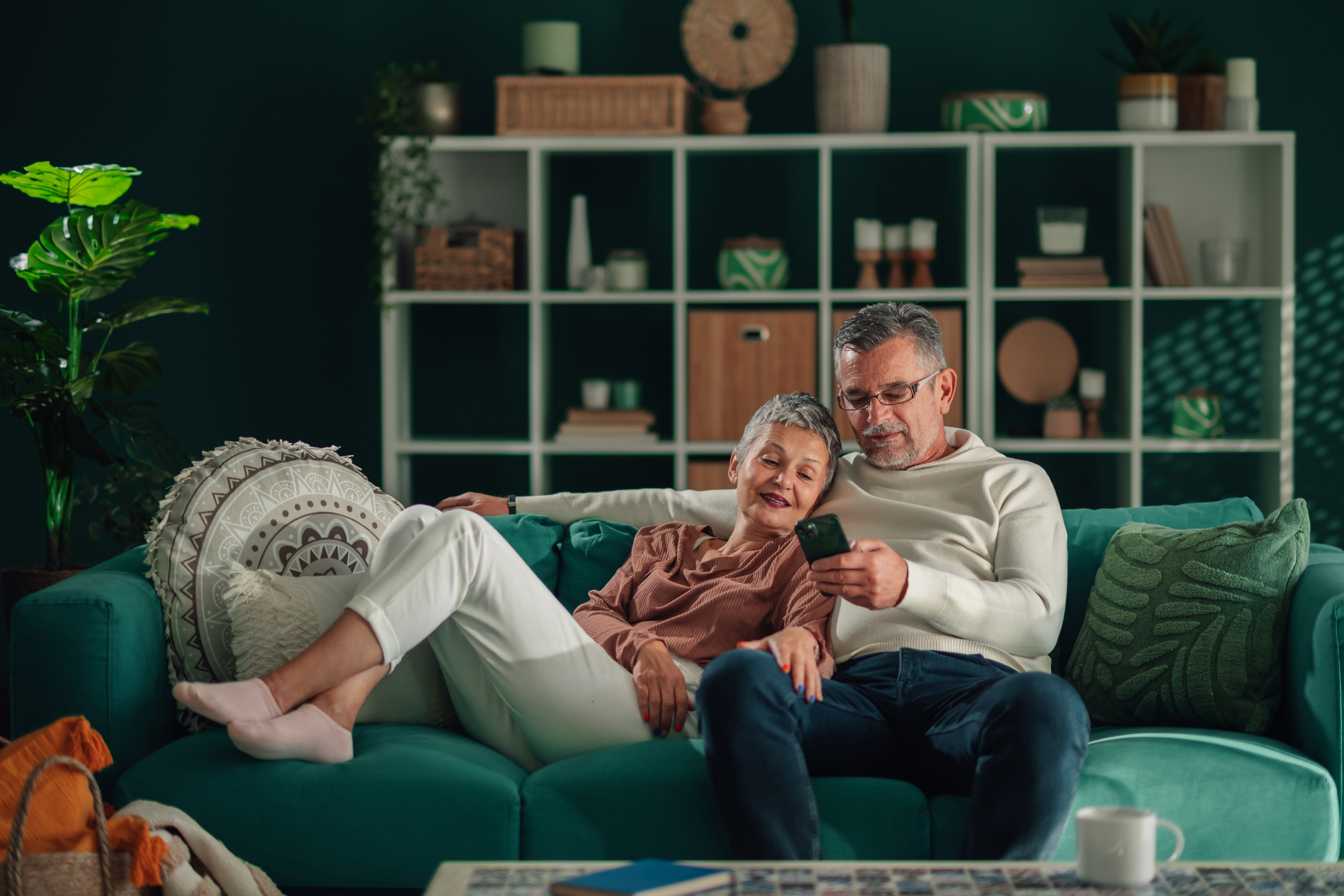 older couple in the living room