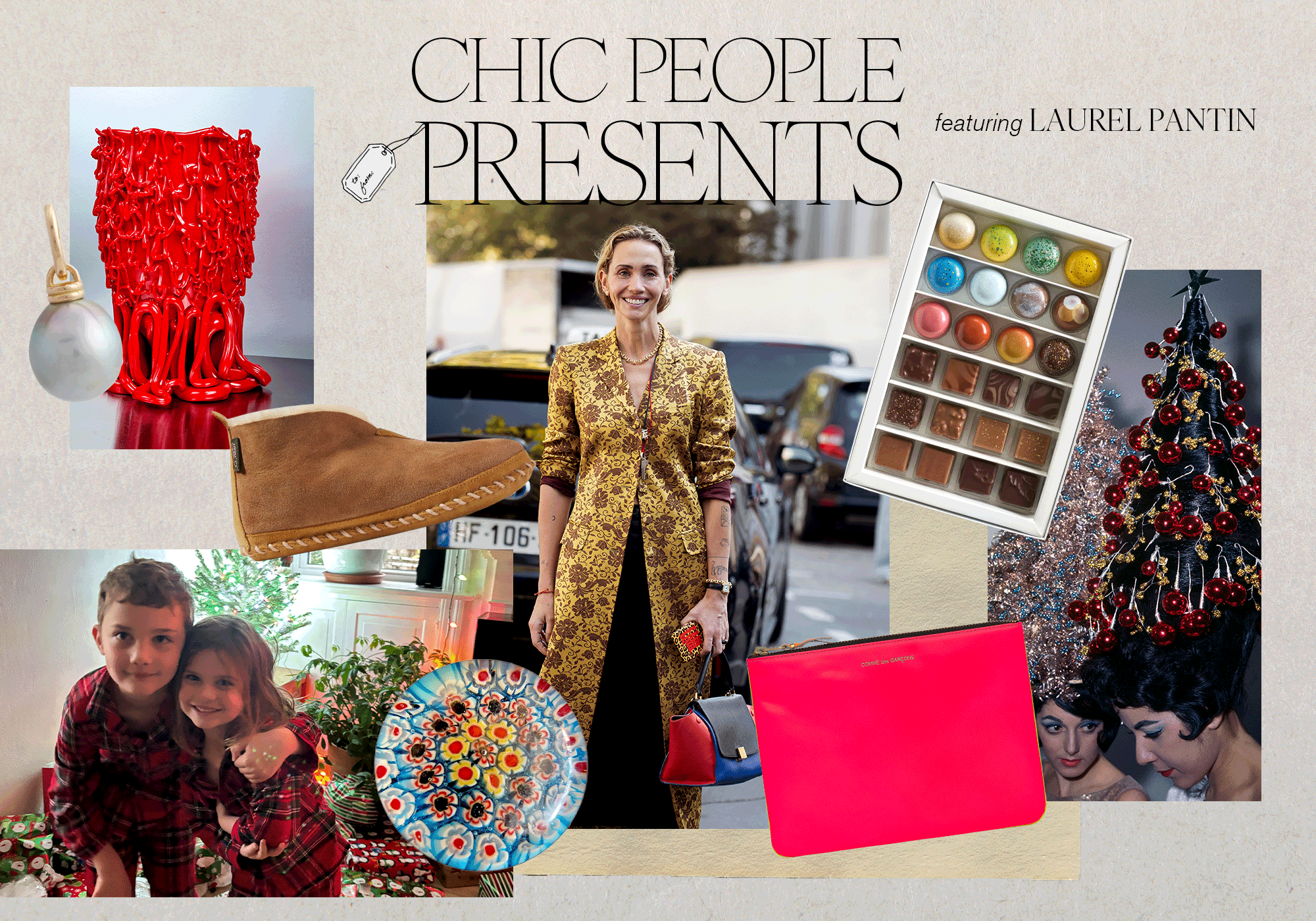 collage of holiday gift ideas from writer and EARL IRL. store owner Laurel Pantin