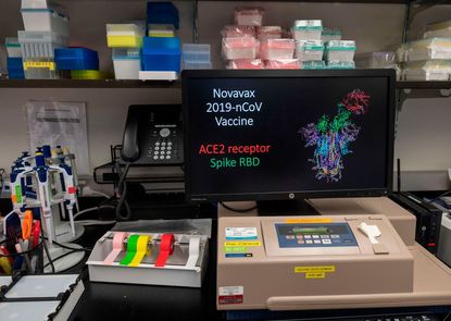 Computer shows Novavax coronavirus vaccine trial.