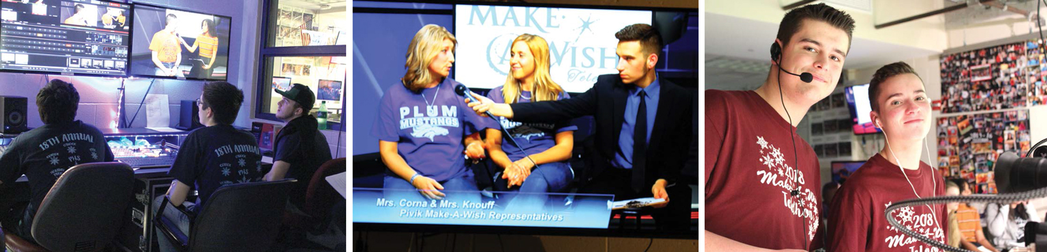 The Plum Borough School District’s TV Production broadcast reaches the broader Pittsburgh region via community access channels and the school district’s YouTube channel.