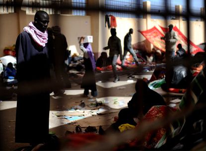 African migrants in a Libyan refugee camp