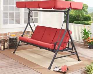 Mainstays Callimont 3 Person Steel Porch Swing - Red/Black
