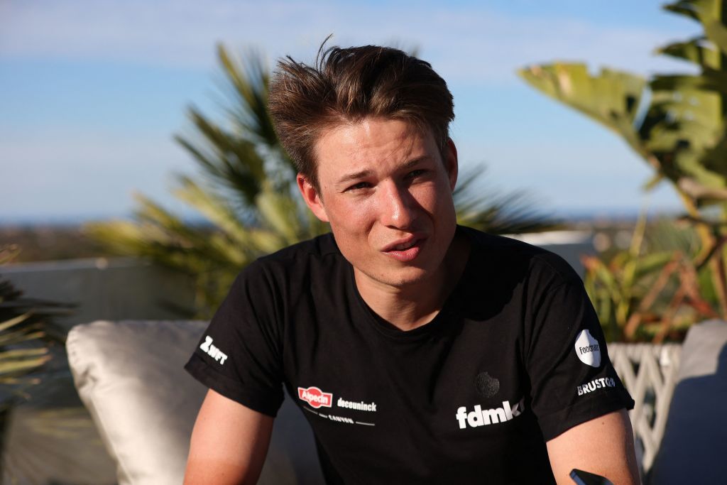 Alpecin-Deceuninck sprinter Jasper Philipsen at his team&#039;s media day during pre-season training camp Spain