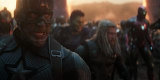 Chris Evans as Captain America, with the assembled Avengers in Avengers: Endgame