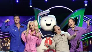 Robin Thicke, Jenny McCarthy-Wahlberg, Ken Jeong and Rita Ora in The Masked Singer season 13