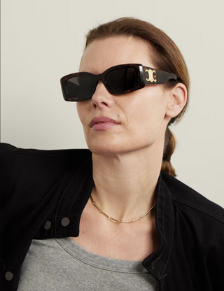 Celine Eyewear, Triomphe Oversized Square-Frame Tortoiseshell Acetate Sunglasses