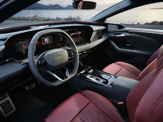 Red and black interior of a car