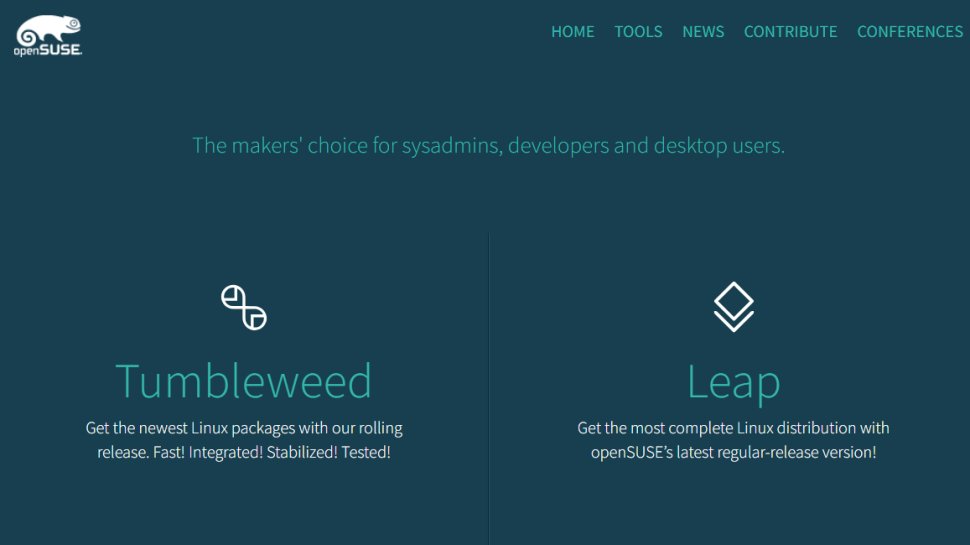 Website screenshot of OpenSUSE (August, 2025)