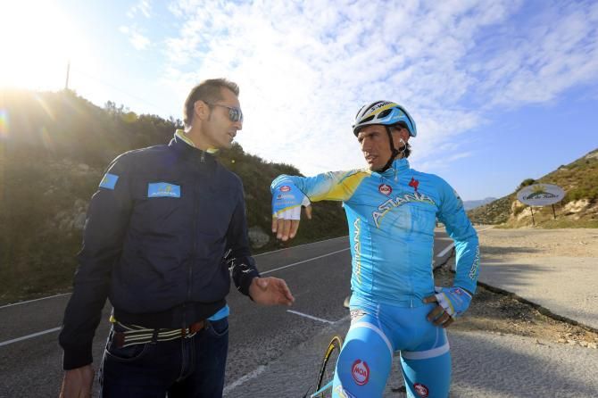 Gorazd Stangelj and Paolo Tirolongo catch up mid-training