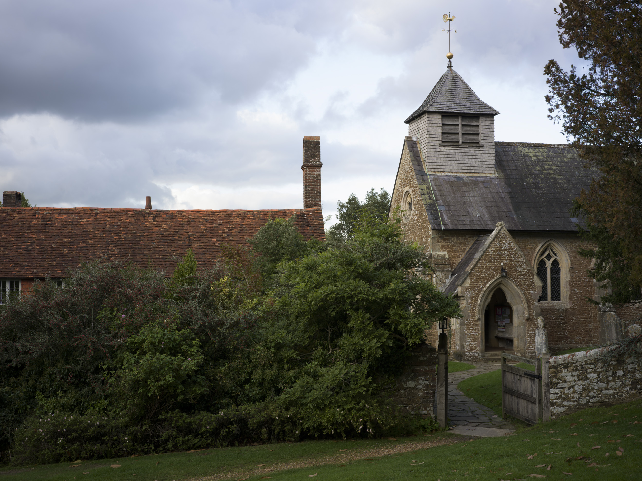 Sample image taken with the Hasselblad X2D 100C of a church on a cloudy day