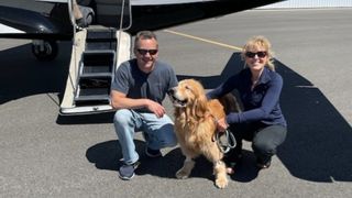 Jill Stewart with one of the dogs she saved from the Yulin Dog Meat Festival