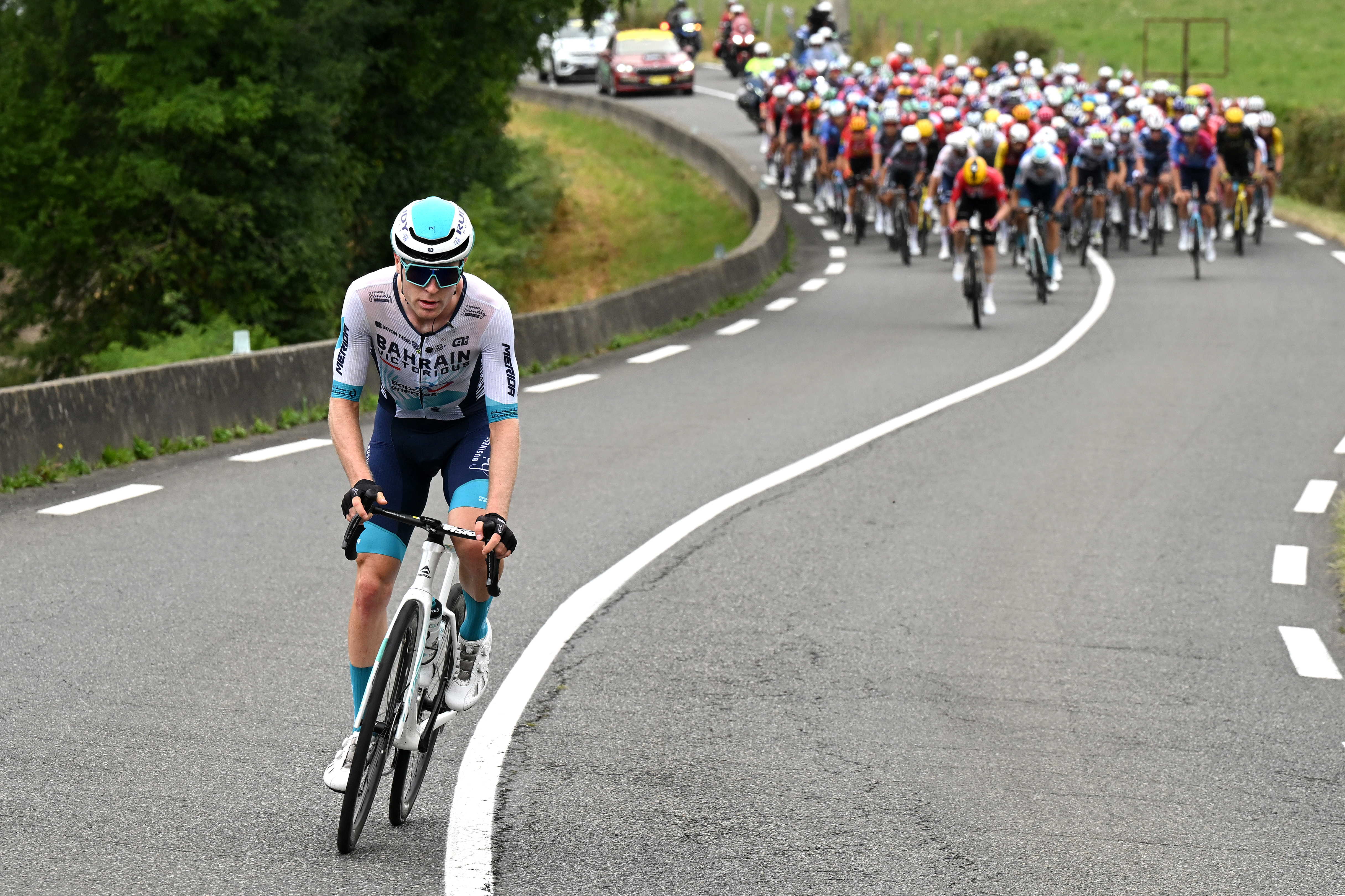 Fred Wright on the attack at the Tour de France 