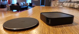 On the left, the oh-so thin Tozo. On the right, the SmartThings Station