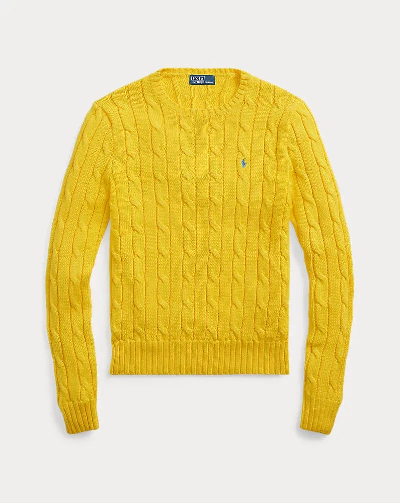 Cable Knit Cotton Crewneck Sweater