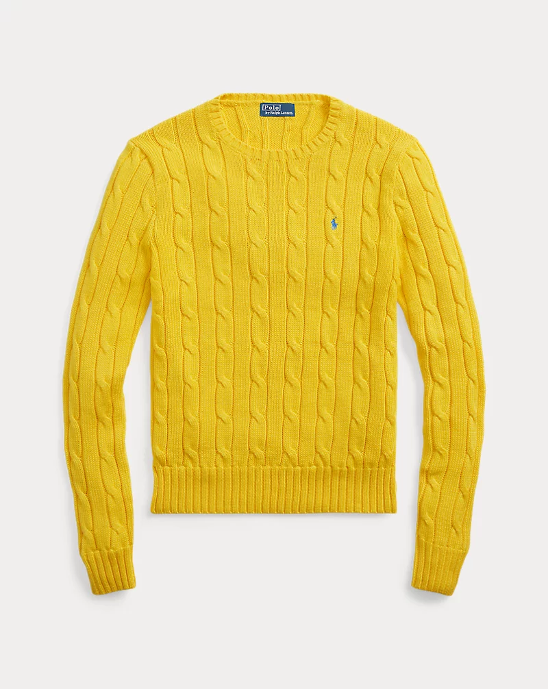 Cable Knit Cotton Crewneck Sweater