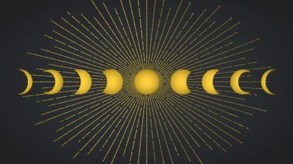 Moon Fase Soulmate: Vector Occult Moon Cycle, Lunar Phase. Astronomia, concetto di astrologia. Mystery, decorazione occultistica degli elementi mitologici