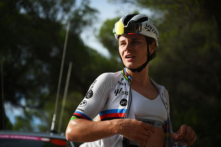 LAUDUN-L’ARDOISE, FRANCE - SEPTEMBER 09: Stage winner Lotte Kopecky of Belgium and Team SD Worx - Protime reacts after the 23rd Tour Cycliste Feminin International de l&#039;Ardeche 2025, Stage 1 a 127.5km stage from Laudun-l’Ardoise to Laudun-l’Ardoise on September 09, 2025 in Laudun-l’Ardoise, France. (Photo by Alex Broadway/Getty Images)