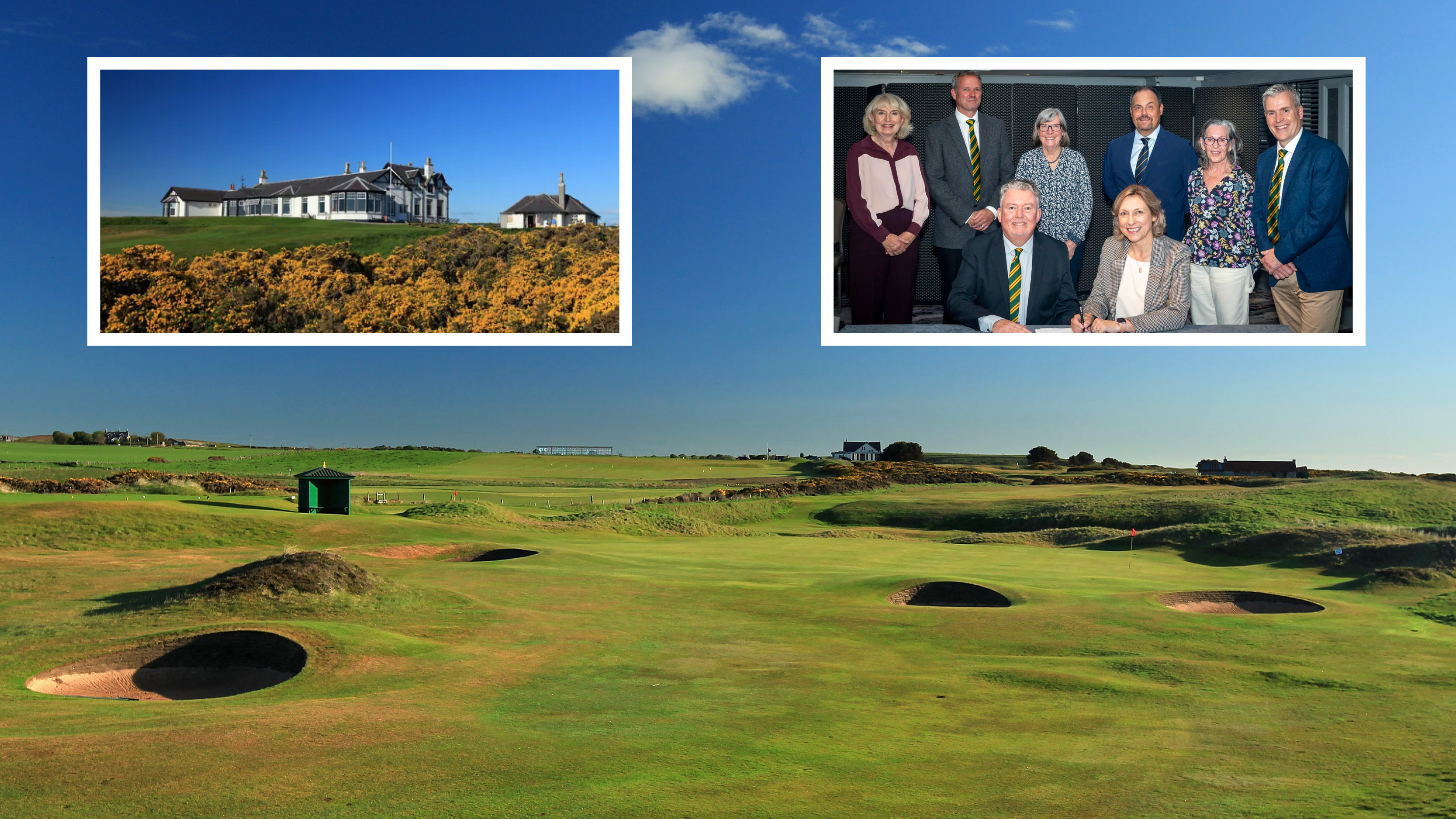 Royal Aberdeen's Balgownie course and insets of its clubhouse and members 
