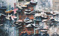 Hanging shoes on a wall