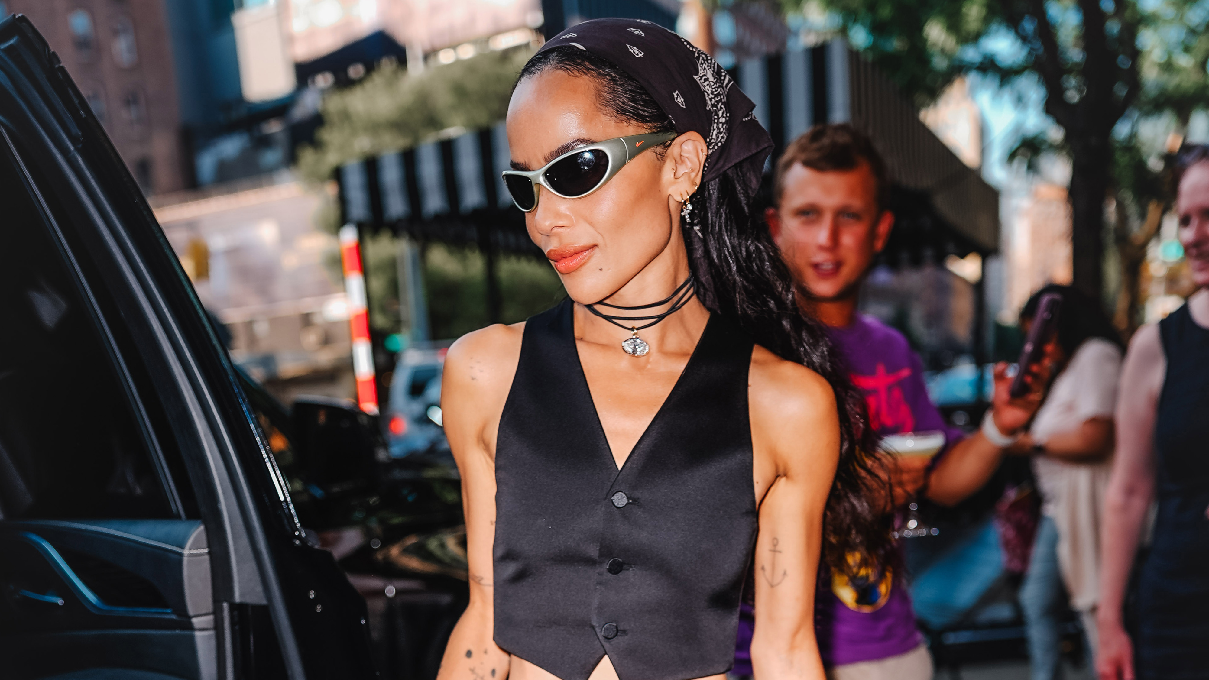 NEW YORK, NY - AUGUST 11: Zoe Kravitz is seen on August 11, 2025 in New York City. 