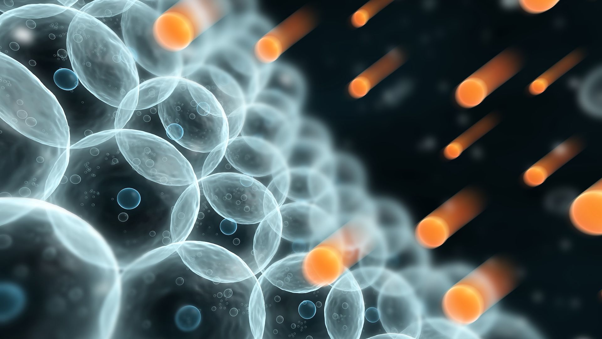Illustration of free radicals and molecules