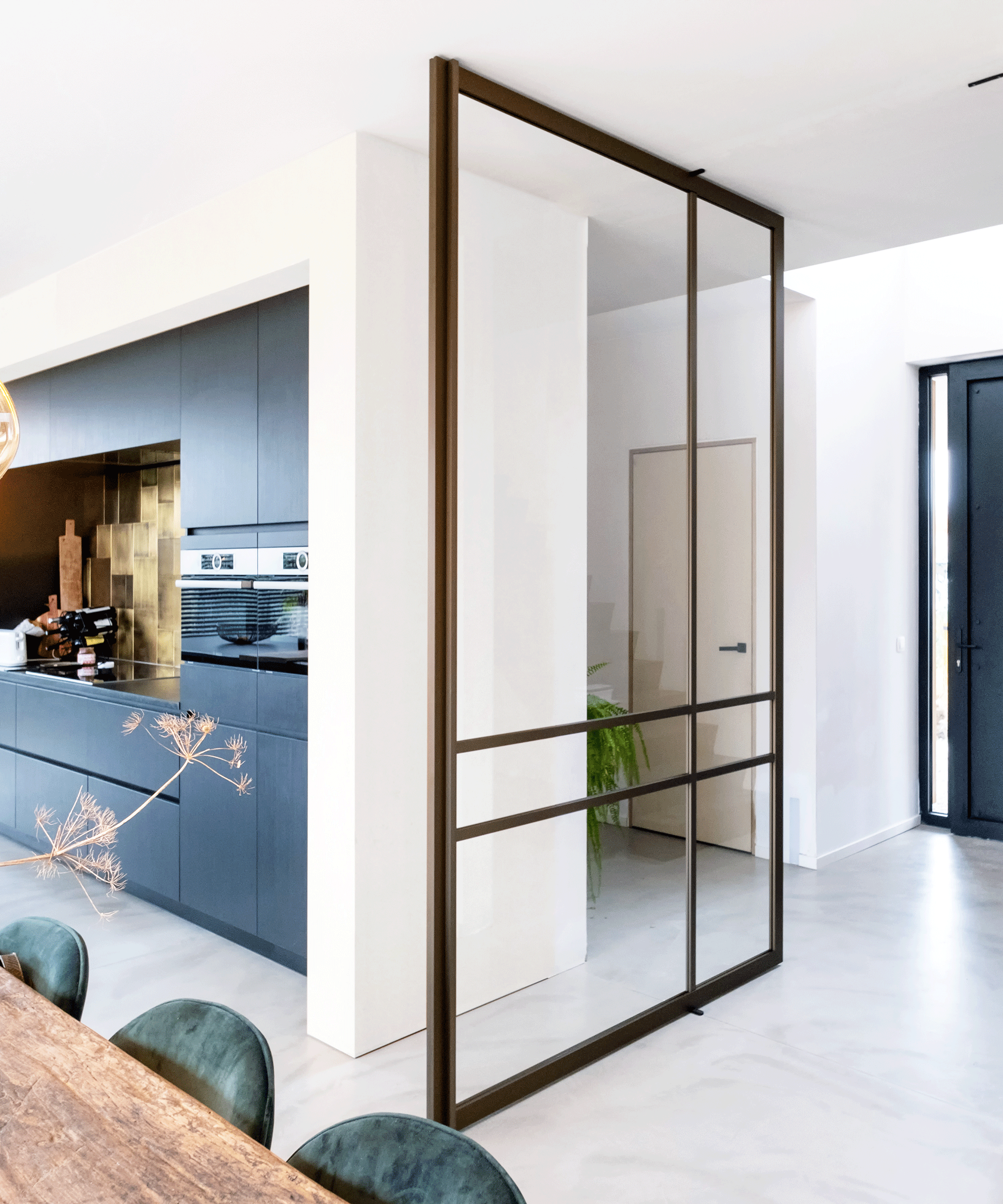 Bronze finish internal pivot doors