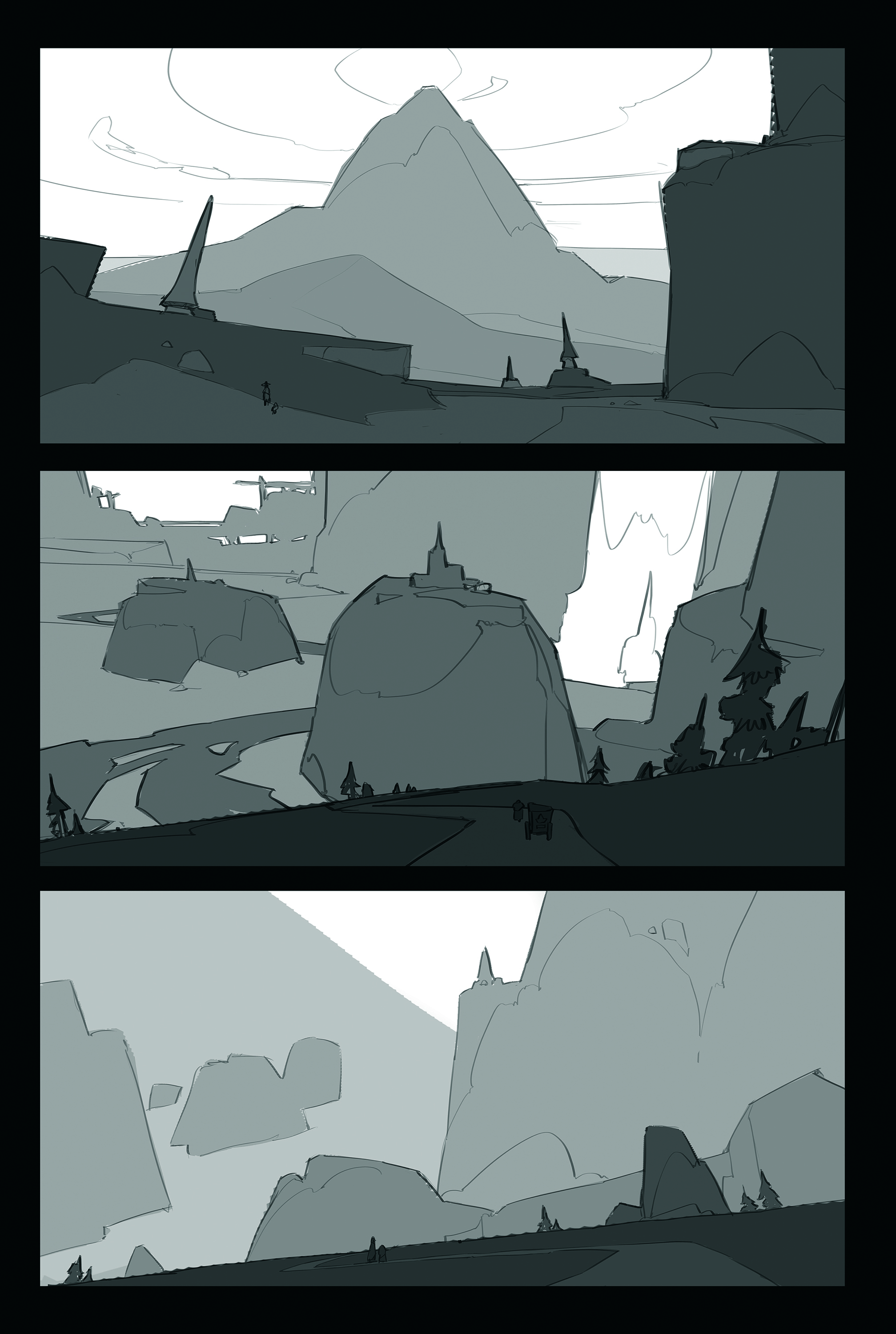 Digital art process in Photoshop for light and depth