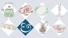 Collection of floral, vintage-inspired tableware