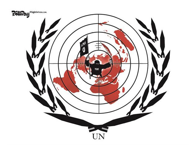 Political cartoon United Nations ISIS world