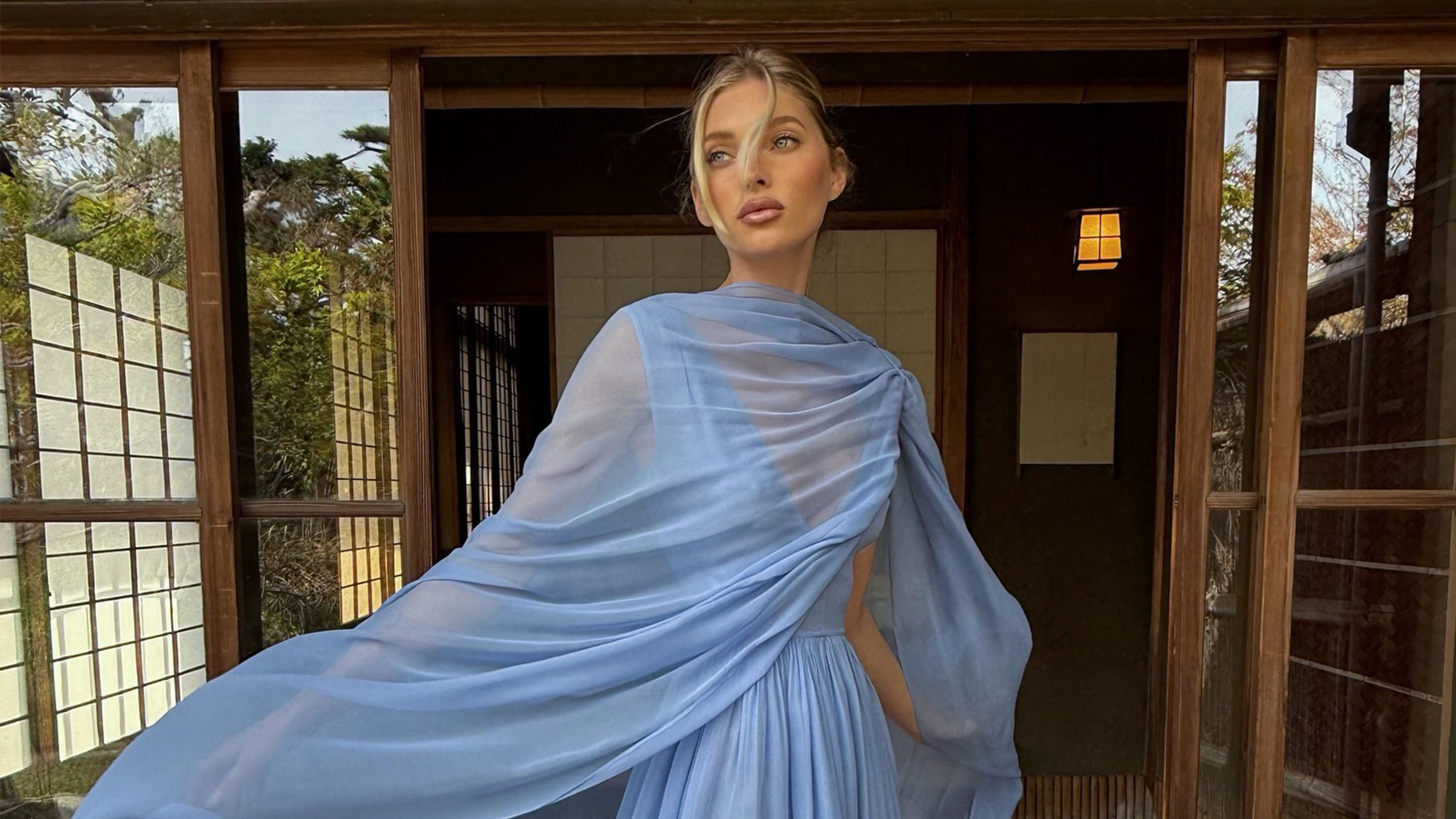 Celebrities wearing the chiffon cape trend