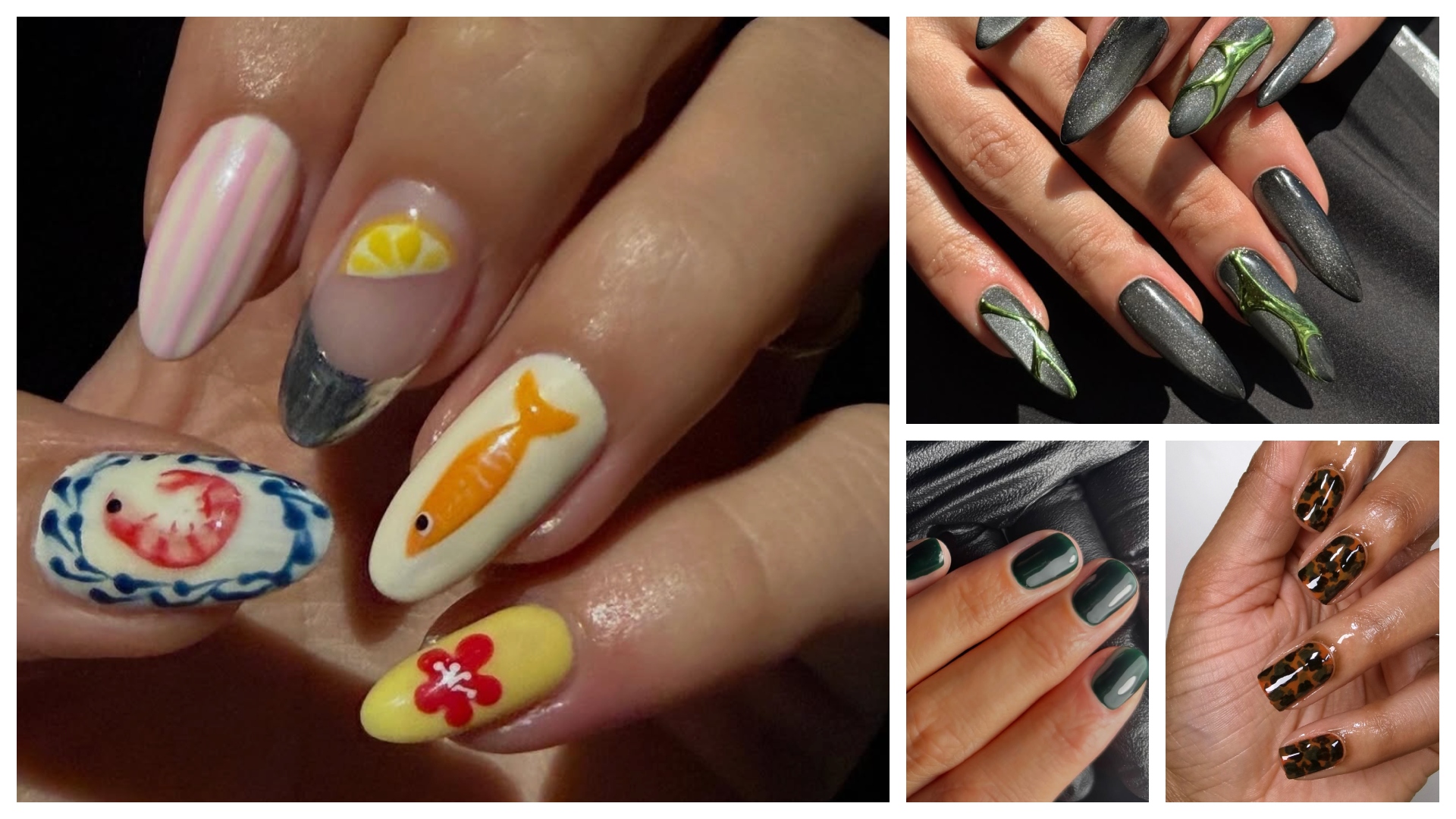 collage of the best nail designs of the week