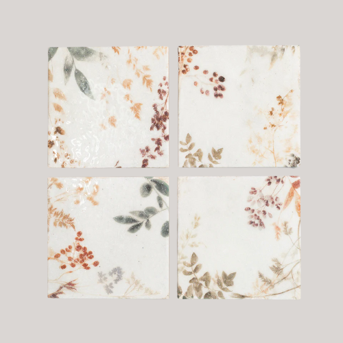 Quorn Stone, Flora Autumn Bloom Crackle Glaze Decorative Tiles