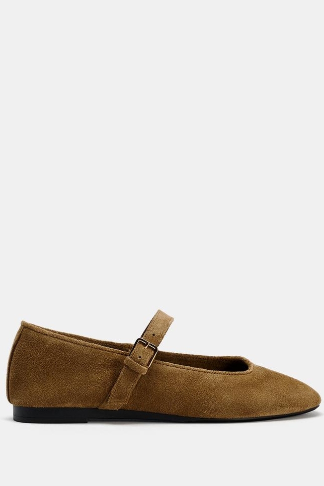 ZARA, Suede Ballet Flats