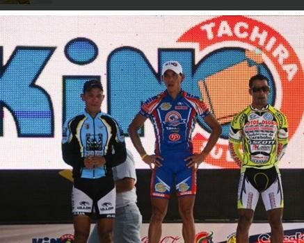 The stage 4 podium finishers.