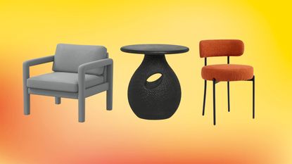 furniture cut outs on a yellow background