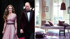 Prince and Princess of Wales at the BAFTAs and a lilac living room