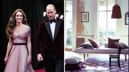 Prince and Princess of Wales at the BAFTAs and a lilac living room