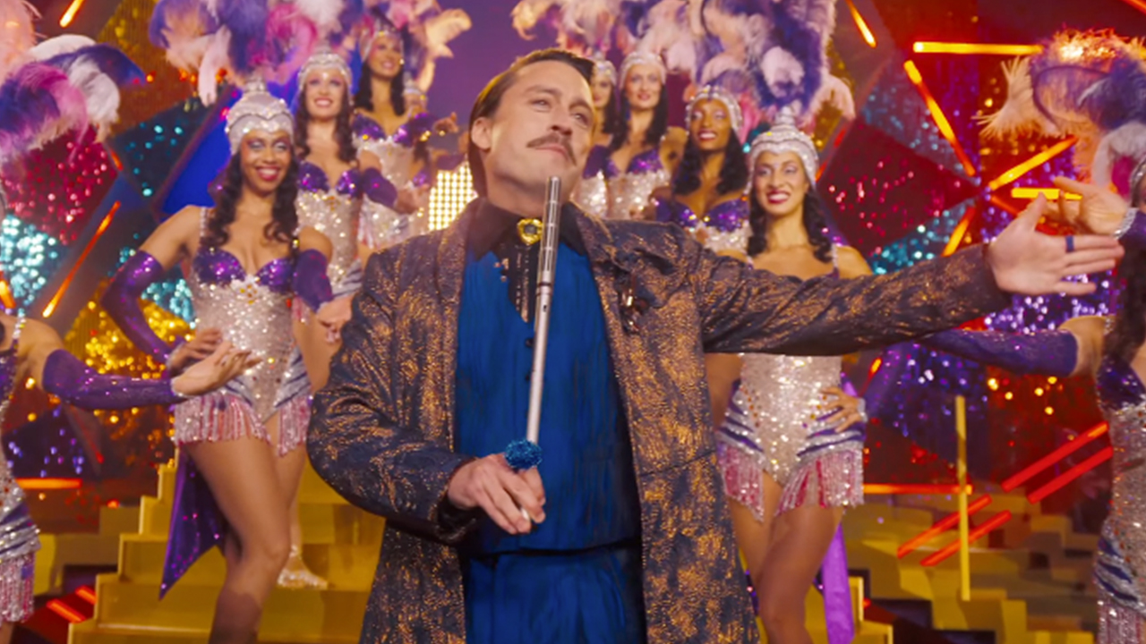 Kiernan Culkin as Caesar Flickerman in Sunrise on the Reaping