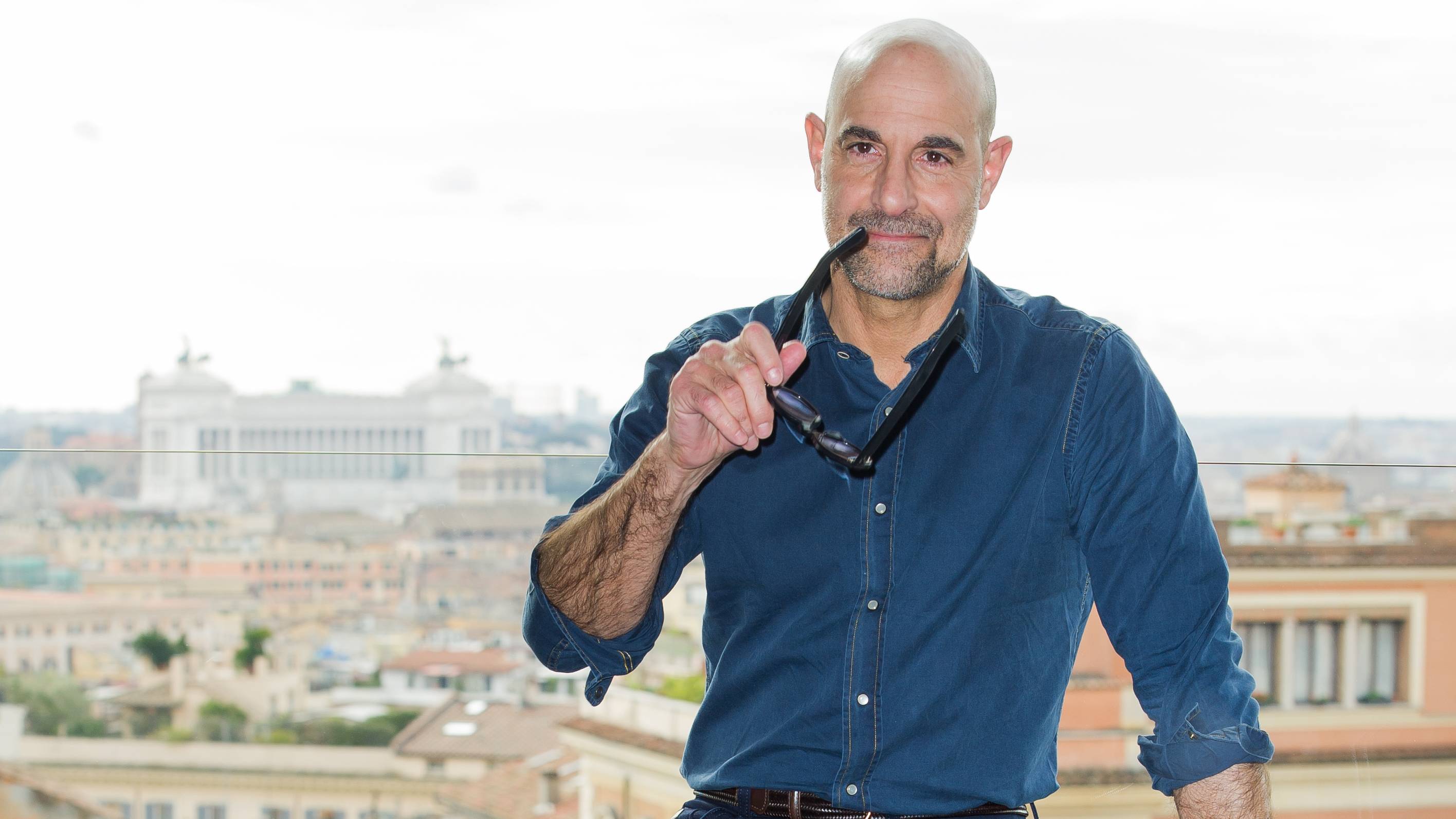 Stanley Tucci with Rome in the background